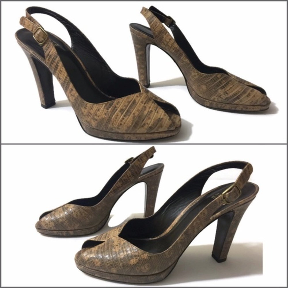 𝅺stuart Weitzman Snakeskin Slingback Heels - Picture 3 of 4